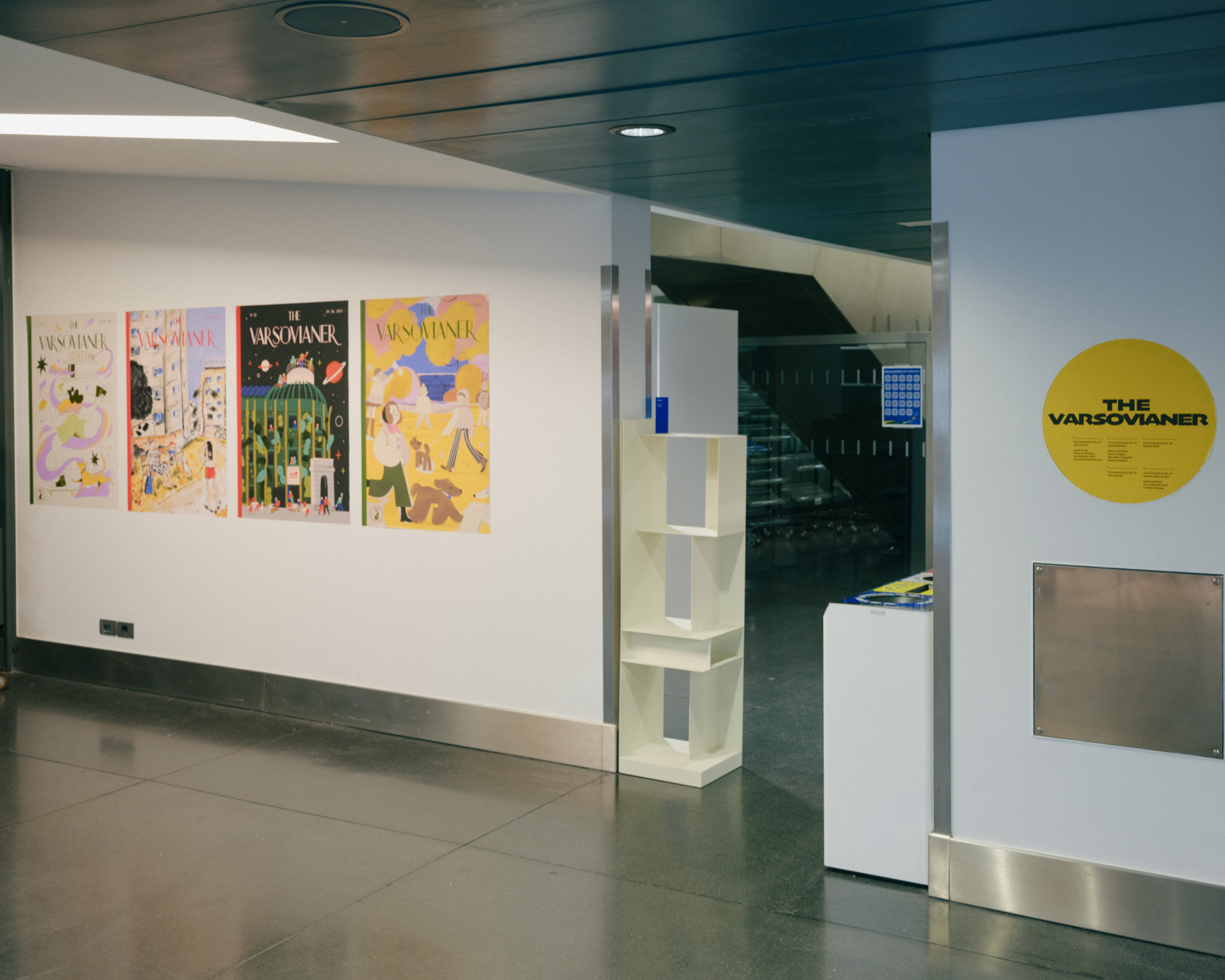 Metal-shaped exhibitor with attatched posters - part of exhibition views from Poland