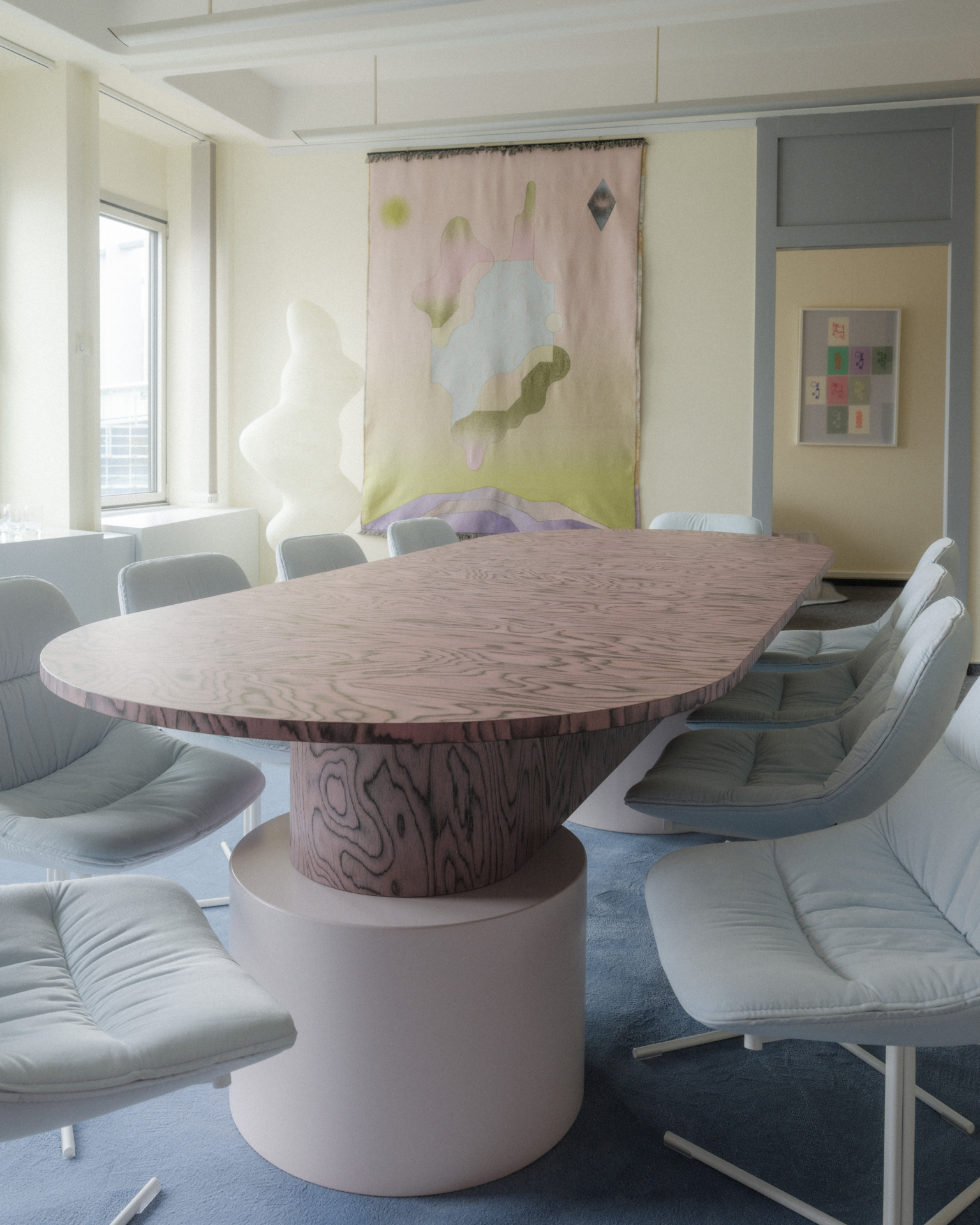 furniture, tapestries and ornaments arranginc cosy office rlaxation space