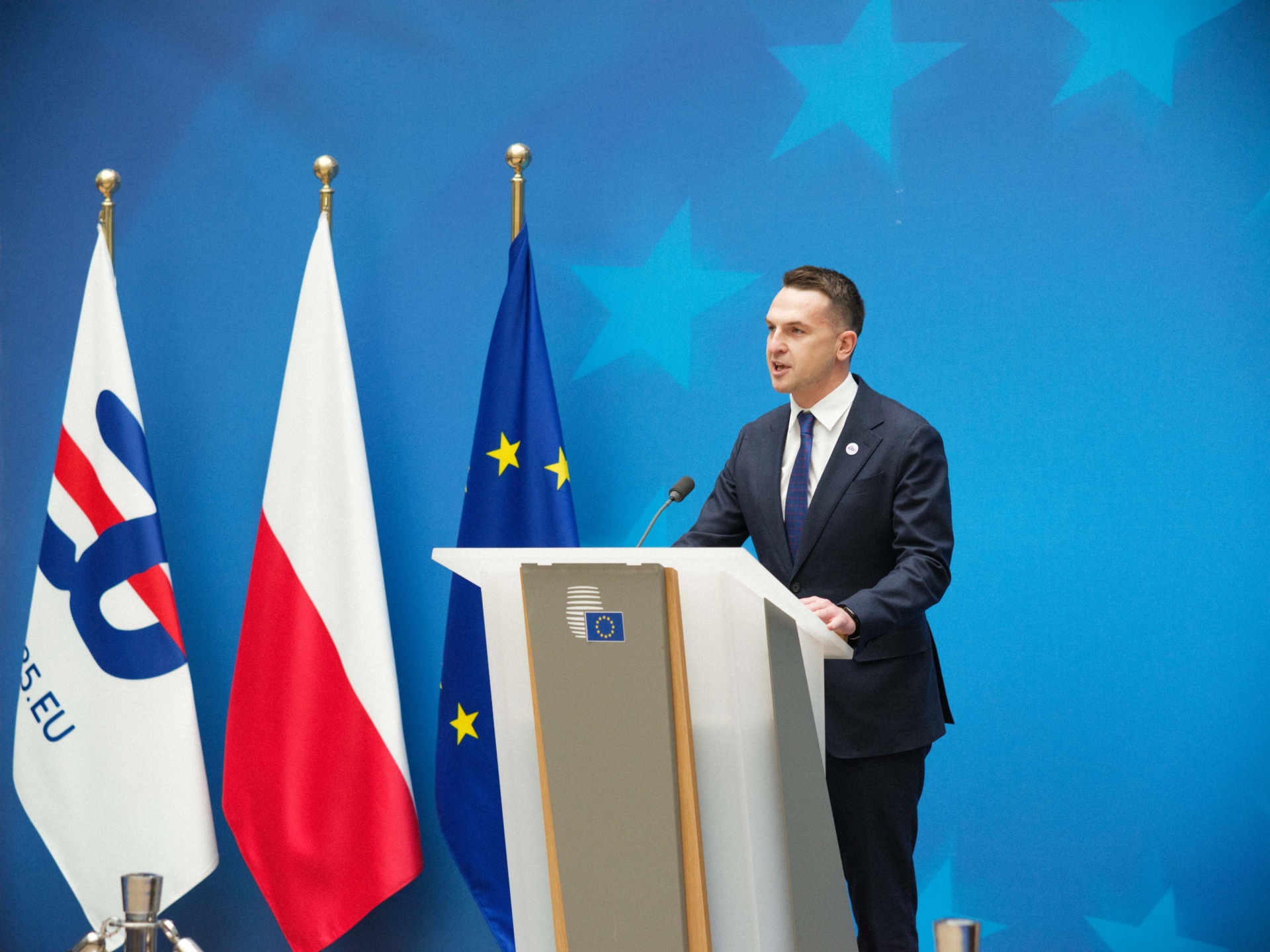 Minister Adam Szłapka during his speech