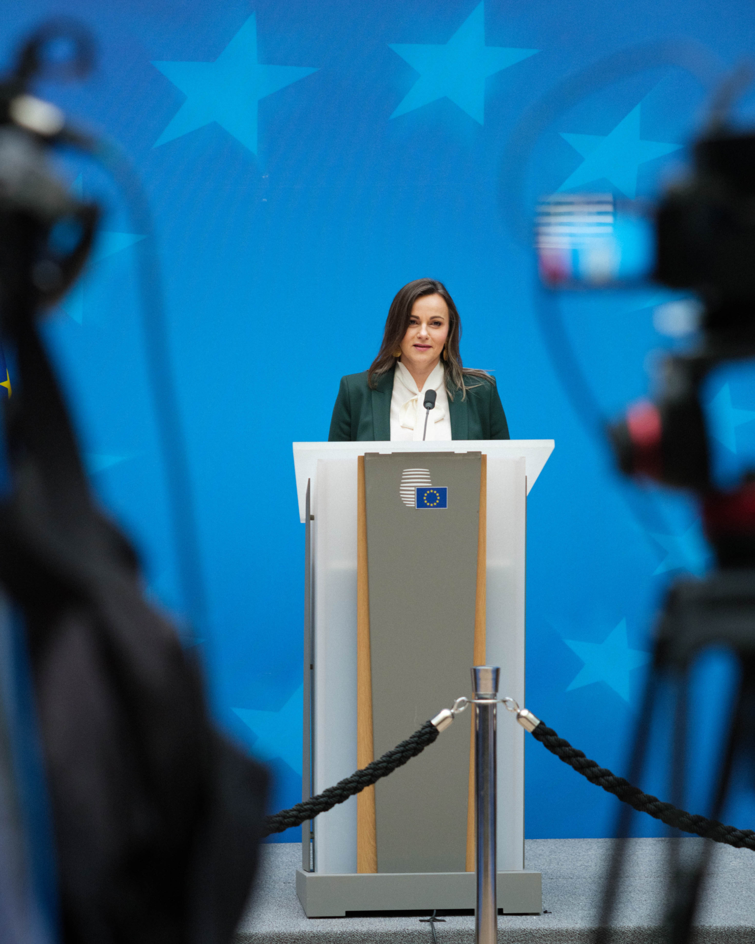 Olga Brzezińska during her speech at press conference