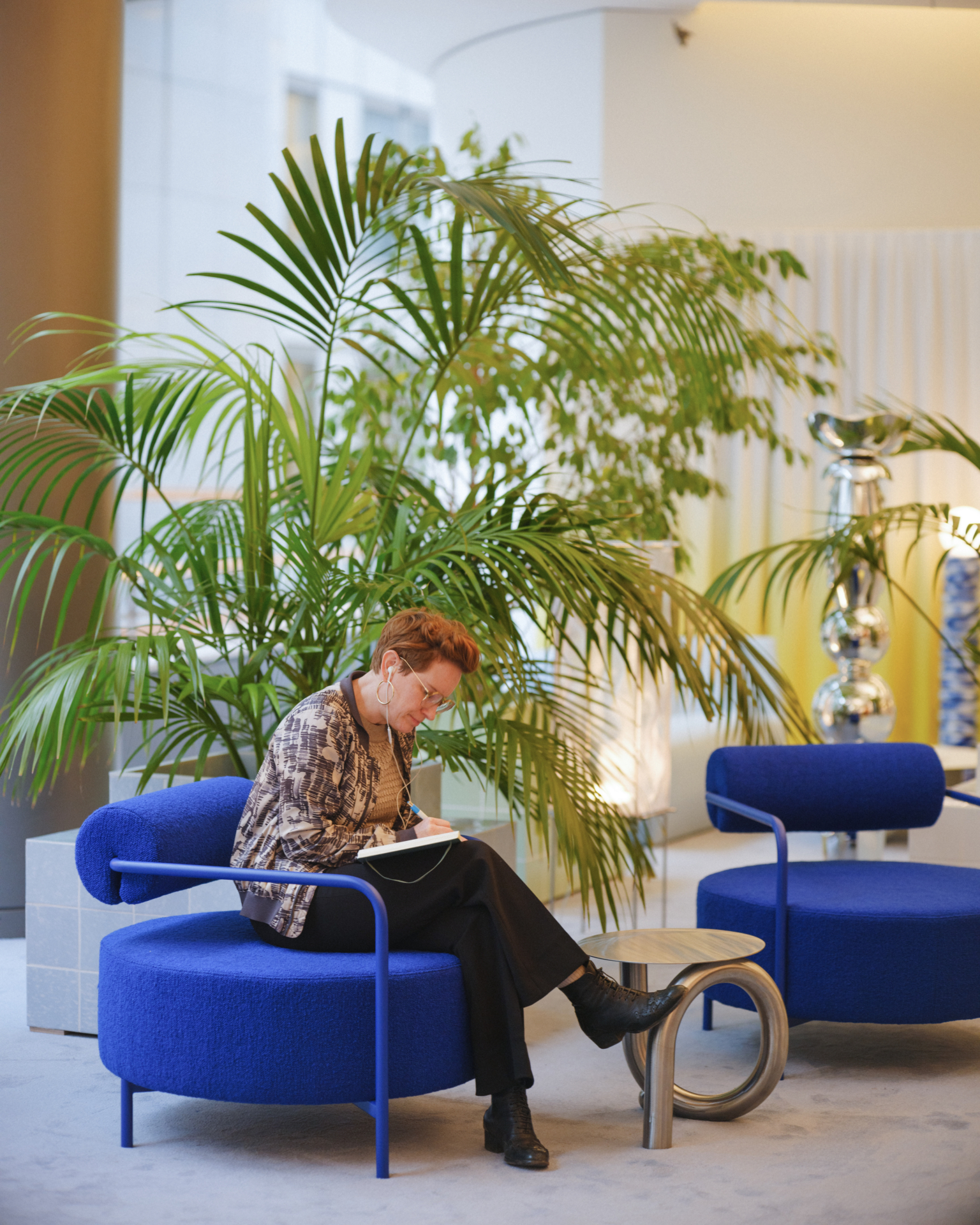 arranged modern furniture with house plants